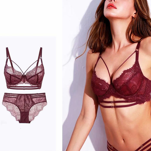 Lace Underwire Unlined Minimizer Bra & Panty Sets [BRPY0021]