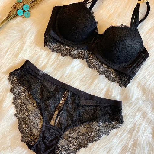 Lace Underwire 3/4 Cup Bra & Panty Sets [BRPY0008]