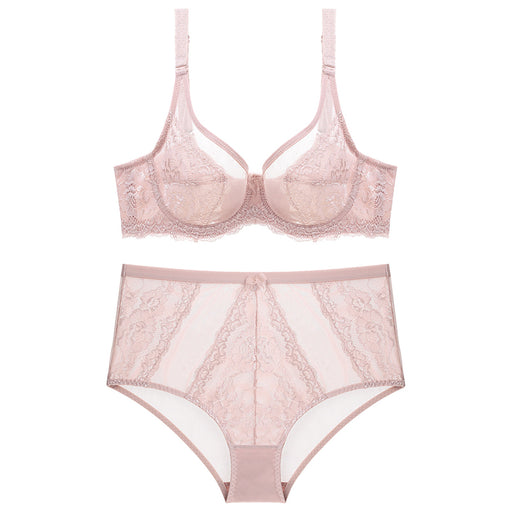 Lace Embroidery Underwire Unlied Bra & Panty Sets [BRPY0013]