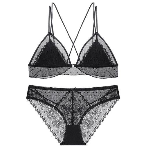 Lace Wireless Lightly Lined Triangle Bra & Panty Sets [BRPY0020]