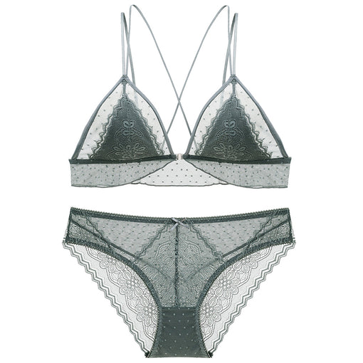 Lace Wireless Lightly Lined Triangle Bra & Panty Sets [BRPY0020]