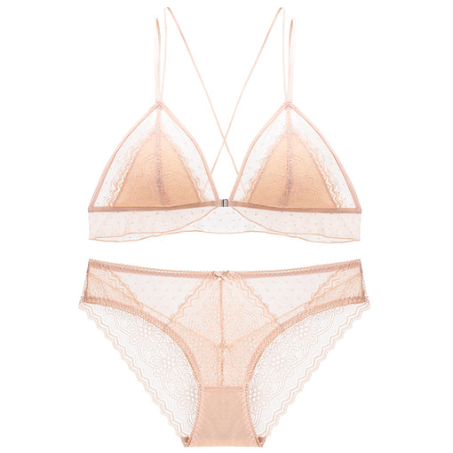 Lace Wireless Lightly Lined Triangle Bra & Panty Sets [BRPY0020]