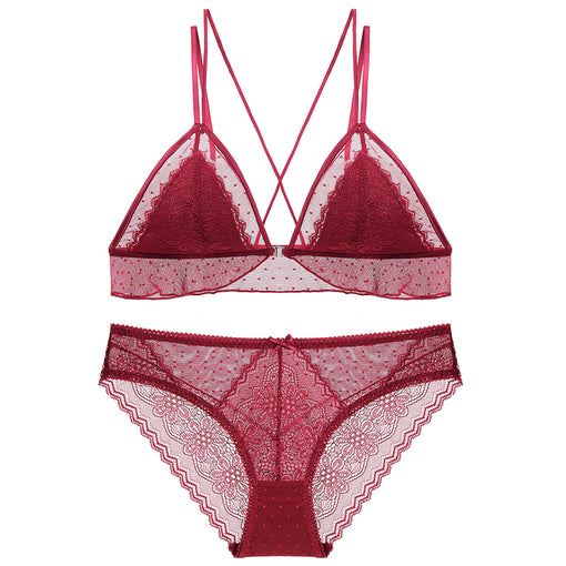 Lace Wireless Lightly Lined Triangle Bra & Panty Sets [BRPY0020]