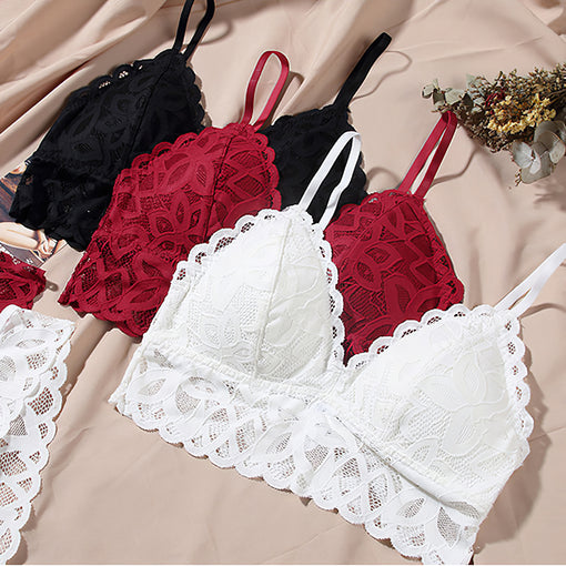 Wireless Lightly Lined Lace Tank Top Bra & Panty Sets [BRPY0025]