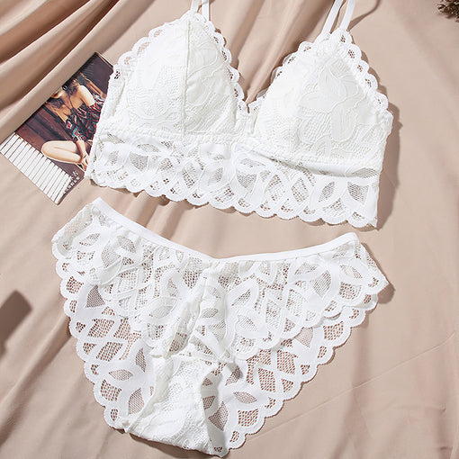 Wireless Lightly Lined Lace Tank Top Bra & Panty Sets [BRPY0025]