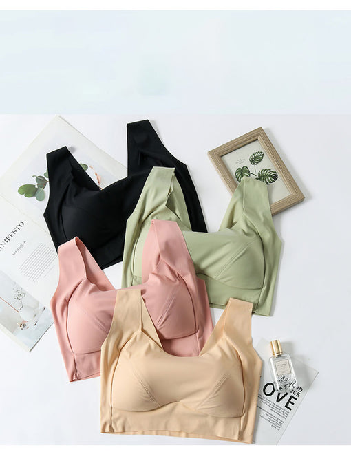 Comfortable Seamless Simple Mulberry Silk Tank Top Wireless Underwear Bras & Bralettes [GDBR0032]