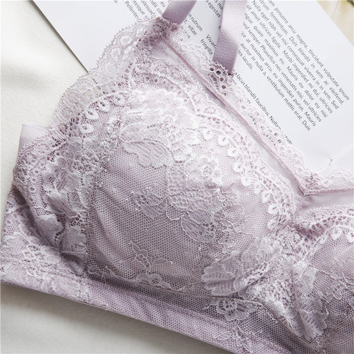 Gathering Minimizer Elegant Lace Mulberry Silk Full Cup Wireless Underwear Bras & Bralettes [GDBR0045]