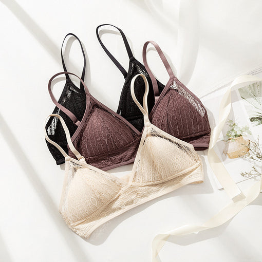 Gathering Minimizer Sexy Lace Mulberry Silk Full Cup Wireless Underwear Bras & Bralettes [GDBR0052]