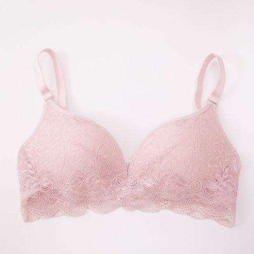 Gathering Sexy Lace Mulberry Silk 3/4 Cup Wireless Underwear Bras & Bralettes [GDBR0053]