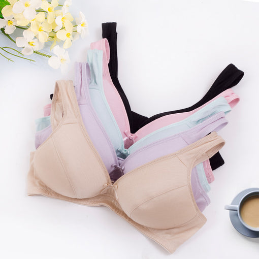 Plus Size Comfortable Seamless Simple Mulberry Silk Bow Seamless 3/4 Cup Wireless Underwear Bras & Bralettes [GDBR0059]