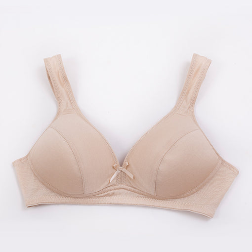 Plus Size Comfortable Seamless Simple Mulberry Silk Bow Seamless 3/4 Cup Wireless Underwear Bras & Bralettes [GDBR0059]