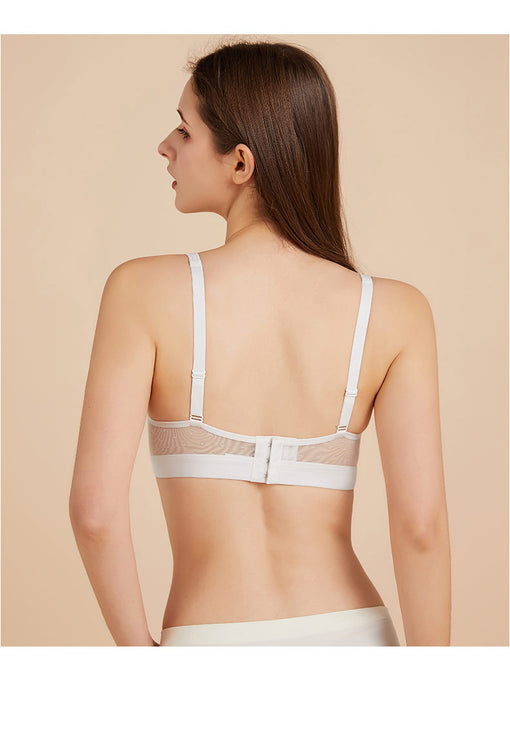 Comfortable Gathering Sexy Lace Mulberry Silk 3/4 Cup Wireless Underwear Bras & Bralettes [GDBR0060]