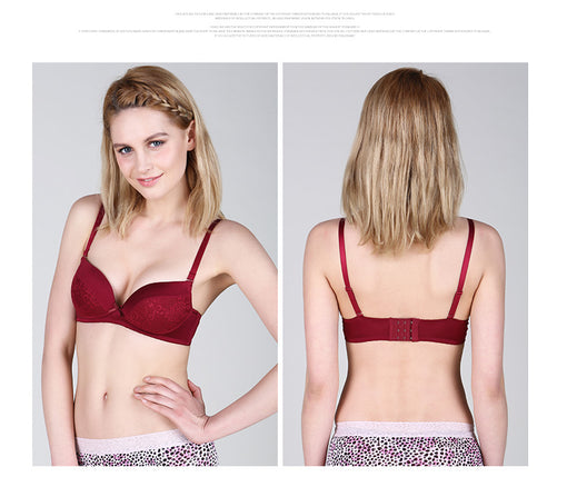 Gathering Seamless Push Up Sexy Lace Mulberry Silk Bow 3/4 Cup Wireless Underwear Bras & Bralettes [GDBR0061]