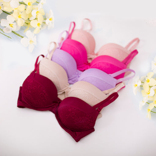 Gathering Seamless Push Up Sexy Lace Mulberry Silk Bow 3/4 Cup Wireless Underwear Bras & Bralettes [GDBR0061]