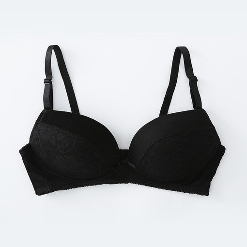 Gathering Seamless Push Up Sexy Lace Mulberry Silk Bow 3/4 Cup Wireless Underwear Bras & Bralettes [GDBR0061]