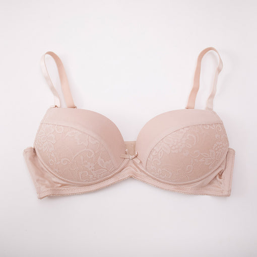 Gathering Seamless Push Up Sexy Lace Mulberry Silk Bow 3/4 Cup Wireless Underwear Bras & Bralettes [GDBR0061]