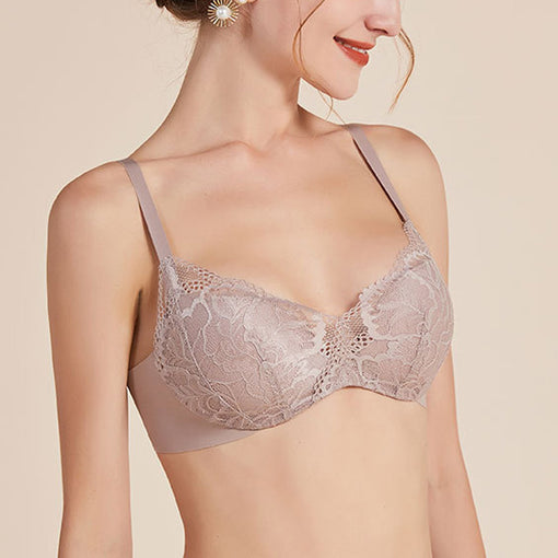 Push Up Gathering Sexy Lace Mulberry Silk 3/4 Cup Wireless Underwear Bras & Bralettes [GDBR0062]