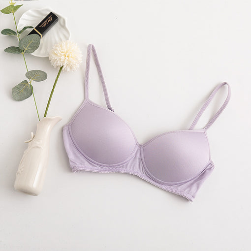 Comfortable Seamless Simple Mulberry Silk 1/2 Cup Wireless Underwear Bras & Bralettes [GDBR0075]