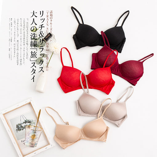 Comfortable Seamless Simple Mulberry Silk 1/2 Cup Wireless Underwear Bras & Bralettes [GDBR0075]