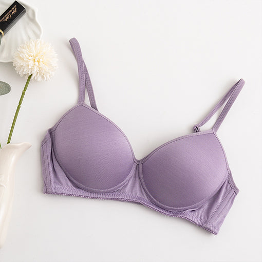 Comfortable Seamless Simple Mulberry Silk 1/2 Cup Wireless Underwear Bras & Bralettes [GDBR0075]