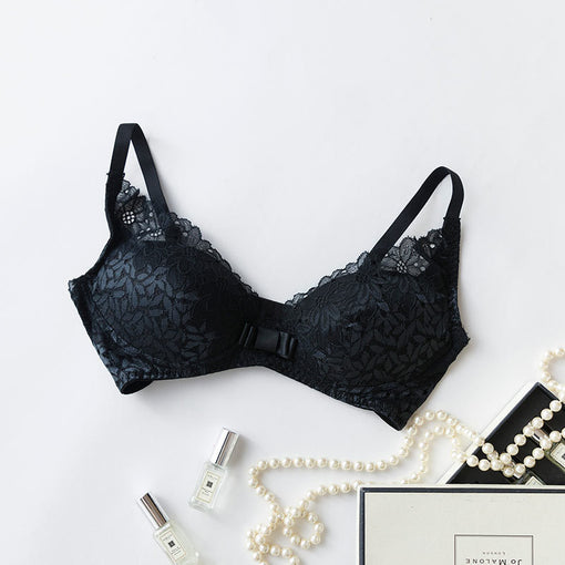 Gathering Sexy Lace Mulberry Silk Bow 1/2 Cup Wireless Underwear Bras & Bralettes [GDBR0091]