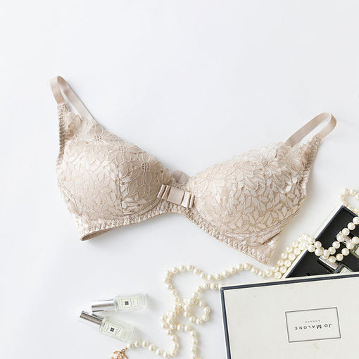 Gathering Sexy Lace Mulberry Silk Bow 1/2 Cup Wireless Underwear Bras & Bralettes [GDBR0091]