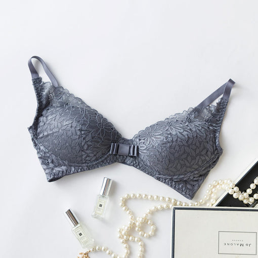 Gathering Sexy Lace Mulberry Silk Bow 1/2 Cup Wireless Underwear Bras & Bralettes [GDBR0091]