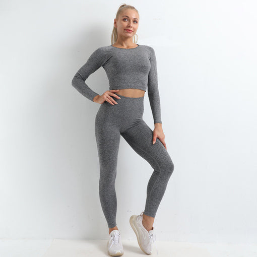 3pcs Lift Butt High Stretch Yoga Sports Set Sports Bra Long Sleeves Leggings [GTYG0017]