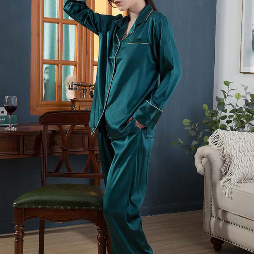 19m/m Ladies Homewear Silk Pajamas Long Sleeve Two-Piece Set Loungewear [SLP0006]